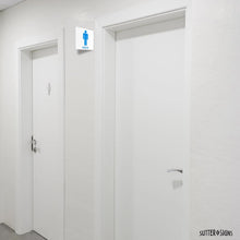 Load image into Gallery viewer, Bulk Case of 100 Sets - Men's Restroom Projecting Sign | Double Sided Mens Room Wall Sign, 6" x 6"