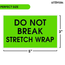 Load image into Gallery viewer, Bulk Case of 20 Rolls - Do Not Break Shrink Wrap Labels, 300pcs - 3x5 Green Pallet Stickers