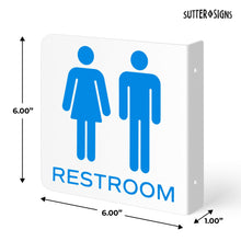 Load image into Gallery viewer, Bulk Case of 100 Sets - Unisex Restroom Sign | 6&quot; x 6&quot; Double Sided Wall Mounted Projecting Sign