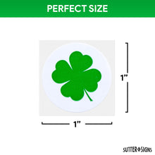 Load image into Gallery viewer, Bulk Case of 100 Rolls - 4 Leaf Clover Stickers, 1" Diameter 500pcs, St. Patrick's Day Shamrock Perforated Stickers, 500pcs