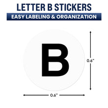 Load image into Gallery viewer, Bulk Case of 250 Rolls - 500pcs Letter B Stickers, 0.6" Letter Sticker Dot Labels for Organization Inventory, 500/roll