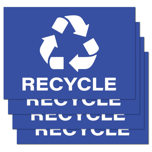 Bulk Case of 182 Sets - Recycle Stickers, Self Adhesive Weatherproof Vinyl Stickers, Blue, 7