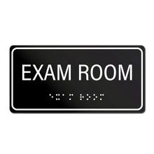 Load image into Gallery viewer, Bulk Case of 100 Sets - Exam Room Sign with Braille, Self-Adhesive Plastic Examination Room Sign for Medical Office, 6" x 3", Black/White, ABS Plastic