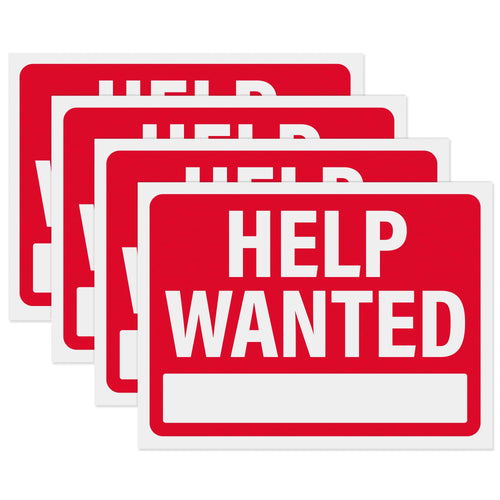 Bulk Case of 84 Sets - Help Wanted Signs 12x9, Plastic Signs for Businesses Now Hiring, Waterproof Plastic (Pack of 4)