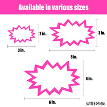 Load image into Gallery viewer, Bulk Case of 60 Sets - Starburst Signs with Stickers 300pcs | 150pcs Cards &amp; 150pcs Sticker Dots. Assorted Sizes 2x3, 3x5, 4x6 inch (Neon)