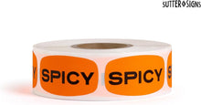 Load image into Gallery viewer, Bulk Case of 100 Rolls - 500pcs Spicy Stickers Grocery Store Hot Food Labels 1 Roll by Sutter Signs