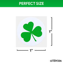 Load image into Gallery viewer, Bulk Case of 100 Rolls - 500pcs Clover Stickers, 1" Diameter St. Patrick's Day Shamrock Perforated Sticker Roll