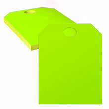 Load image into Gallery viewer, Bulk Case of 20 Sets - Blank Car Mirror Hang Tags | For Sale Signs for Vehicle Window | Auto Dealership Supplies | Neon Green, 8.5" x 11" (Pack of 50)