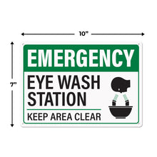 Load image into Gallery viewer, Bulk Case of 100 Signs - Emergency Eye Wash Station Keep Area Clear Sign 10x7 Inch | Rust-Free Aluminum Eye Wash Station, Durable Safety Sign with Pre-Drilled Mounting Holes