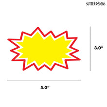 Load image into Gallery viewer, Bulk Case of 144 Sets - Starburst Price Tags with Stickers 100pcs 3x5 inch (Yellow), 50pcs Cards &amp; 50pcs Sticker Dots, Sale Signs for Retail Store, Clearance Promo, Garage Sale, Yard Sale