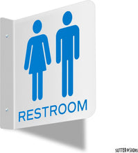 Load image into Gallery viewer, Bulk Case of 100 Sets - Unisex Restroom Sign | 6" x 6" Double Sided Wall Mounted Projecting Sign
