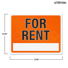 Load image into Gallery viewer, Bulk Case of 37 Sets - 2pk For Rent Signs with Stakes | 17&quot; x 13&quot; Large Corrugated Plastic House For Rent Yard Signs with H-Frame Stakes for Real Estate