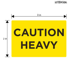 Load image into Gallery viewer, Bulk Case of 100 Rolls - 300pcs Caution Heavy Stickers, 2" x 3" Shipping Label Safety Stickers