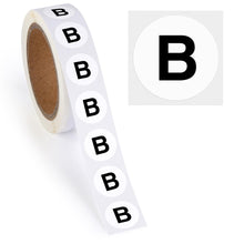 Load image into Gallery viewer, Bulk Case of 250 Rolls - 500pcs Letter B Stickers, 0.6" Letter Sticker Dot Labels for Organization Inventory, 500/roll