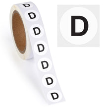 Load image into Gallery viewer, Bulk Case of 250 Rolls - 500pcs Letter D Stickers, 0.6" Letter Sticker Dot Labels for Organization Inventory, 500/roll