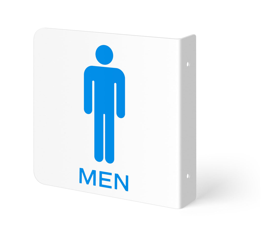 Bulk Case of 100 Sets - Men's Restroom Projecting Sign | Double Sided Mens Room Wall Sign, 6