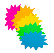 Load image into Gallery viewer, Bulk Case of 144 Sets - Starburst Signs with Stickers 100pcs | Price Tags for Garage, Estate, Yard Sales. 50pcs Sign Cards &amp; 50pcs Sticker Dots. Solid Neon 3x5 inch