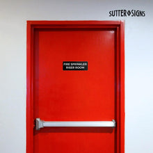 Load image into Gallery viewer, Bulk Case of 250 Signs - Fire Sprinkler Riser Room Sign, Durable ABS Plastic with Full Adhesive Backing, Sign for Door or Wall, 2x6"