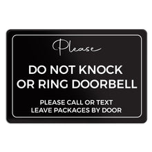 Load image into Gallery viewer, Bulk Case of 100 Signs - Do Not Knock or Ring Doorbell Sign - 4x6" Adhesive Plastic