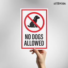 Load image into Gallery viewer, Bulk Case of 50 Sets - No Dogs Allowed Yard Signs with H-Frame Stakes, 8&quot; x 12&quot; Corrugated Plastic No Dogs Allowed Signs (Pack of 3)