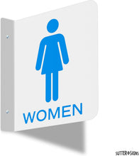 Load image into Gallery viewer, Bulk Case of 50 Sets - 2pcs Men's &amp; Women's Restroom Projecting Signs | Double Sided Wall Mount Signs, 6" x 6"