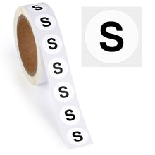 Load image into Gallery viewer, Bulk Case of 250 Rolls - 500pcs Letter S Stickers, 0.6" Letter Sticker Dot Labels for Organization Inventory, 500/roll