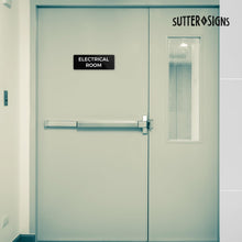 Load image into Gallery viewer, Bulk Case of 100 Signs - Electrical Room Sign, Durable ABS Plastic with Full Adhesive Backing, Sign for Door or Wall, 2x6"