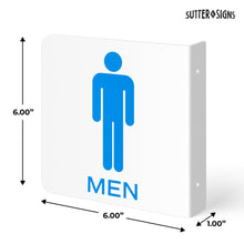 Load image into Gallery viewer, Bulk Case of 100 Sets - Men&#39;s Restroom Projecting Sign | Double Sided Mens Room Wall Sign, 6&quot; x 6&quot;