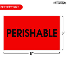 Load image into Gallery viewer, Bulk Case of 20 Rolls - 300pcs Perishable Labels for Shipping Receiving, 3" x 5" Bright Red Perforated Stickers