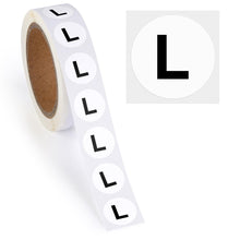 Load image into Gallery viewer, Bulk Case of 250 Rolls - 500pcs Letter L Stickers, 0.6" Letter Sticker Dot Labels for Organization Inventory, 500/roll