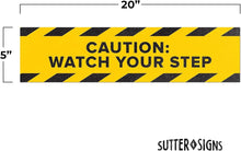 Load image into Gallery viewer, Bulk Case of 50 Sets - 5pk Anti Slip Watch Your Step Floor Decals | Caution Wet Floor Sign Abrasive 80 Grit Tape Stickers for Workplace Safety