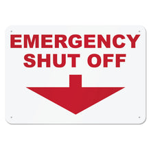 Load image into Gallery viewer, Bulk Case of 50 Sets - Emergency Shut Off Aluminum Sign, 10x7, Rust-free Aluminum Sign with Pre-drilled Mounting Holes by Sutter Signs