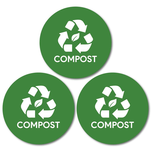 Bulk Case of 250 Sets - Sutter Signs 3pk Compost Stickers for Trash Can | 4