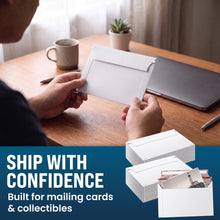 Load image into Gallery viewer, Bulk Case of 10 Sets - 100pcs Card Shipping Envelopes, 340gsm Tear Seal Mailers 7" x 4.35" - White, Ultra-Rigid 340gsm Protection, Fast Tear-Strip Seal, Fits Toploaders &amp; Semi-Rigids, Sleek Matte White Finish