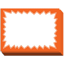 Load image into Gallery viewer, Bulk Case of 30 Sets - Sale Signs for Retail Stores 50pcs, 5.5" x 7.5", Orange Starburst Paper Card Price Tags for Yard Sale, Garage Sale