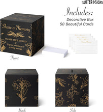 Load image into Gallery viewer, Bulk Case of 50 Sets - Sutter Signs Share A Memory Card Box Set | 50 Memorial Cards for Celebration of Life, Funeral, Guest Book, Graduation, Retirement, Birthday, Party Game