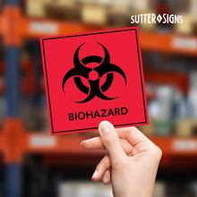 Load image into Gallery viewer, Bulk Case of 200 Sets - Biohazard Stickers Signs (Pack of 10) | Decals for Labs, Hospitals, and Industrial Use