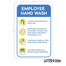 Load image into Gallery viewer, Bulk Case of 250 Sets - 6pcs Employee Hand Wash Sign Stickers | Handwashing Guide Safety Signs for Workplace, Restaurant and Business Restrooms