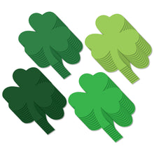 Load image into Gallery viewer, Bulk Case of 100 Sets - Shamrock Paper Cutouts 100pcs, 3" Bulletin Board Cut Outs for St Patricks Day, Party Decorations, Classroom, Wall Decor