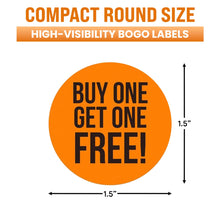 Load image into Gallery viewer, Bulk Case of 100 Rolls - 500pcs BOGO Stickers, 1.5" Diameter, Fluorescent Orange, Retail Price Labels