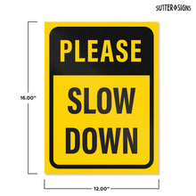 Load image into Gallery viewer, Bulk Case of 36 Sets - Please Slow Down Yard Signs with H-Frame Stakes, 12&quot; x 16&quot; Corrugated Plastic Please Slow Down Signs for Yard (Pack of 2)