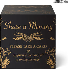 Load image into Gallery viewer, Bulk Case of 50 Sets - Sutter Signs Share A Memory Card Box Set | 50 Memorial Cards for Celebration of Life, Funeral, Guest Book, Graduation, Retirement, Birthday, Party Game