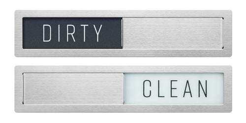 Bulk Case of 100 Sets - Dishwasher Magnet Clean Dirty Sign, Stainless Steel Clean Dirty Slider Magnet with Extra Adhesives for Mounting