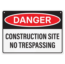 Load image into Gallery viewer, Bulk Case of 50 Signs - Danger Construction Site Sign 14x10 Inch, Aluminum Sign for Construction Site, Hazard Areas, No Trespassing, Aluminum Sign with Mounting Holes