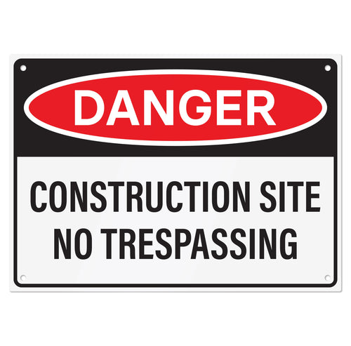 Bulk Case of 50 Signs - Danger Construction Site Sign 14x10 Inch, Aluminum Sign for Construction Site, Hazard Areas, No Trespassing, Aluminum Sign with Mounting Holes