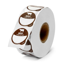 Load image into Gallery viewer, Bulk Case of 100 Sets - Beef Food Labels 1000 pcs | 1" Dot Blank Sticker Labels to Write On for Party Buffet, Delis, Sandwich Shops, Food Containers