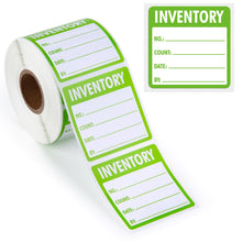 Load image into Gallery viewer, Bulk Case of 50 Rolls - 500pcs Inventory Labels, Moving Box Stickers, Inventory SKU Count Labels 2" x 2", 500pcs/roll (No./Count/Date/By)