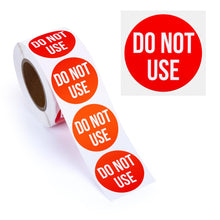 Load image into Gallery viewer, Bulk Case of 100 Rolls - 500pcs Do Not Use Sticker Roll, 1.5" Diameter Stickers, Perforated Removable Adhesive Stickers for Inventory, Out of Order