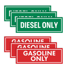 Load image into Gallery viewer, Bulk Case of 250 Sets - Sutter Signs 6pc Diesel Only &amp; Gasoline Only Stickers for Fuel Tank | Weatherproof Adhesive Decals for Trucks, Tractors, Fuel Cans, Gas Caps