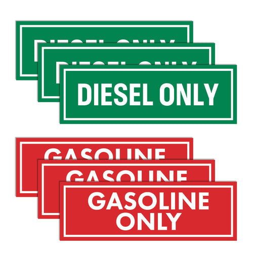 Bulk Case of 250 Sets - Sutter Signs 6pc Diesel Only & Gasoline Only Stickers for Fuel Tank | Weatherproof Adhesive Decals for Trucks, Tractors, Fuel Cans, Gas Caps